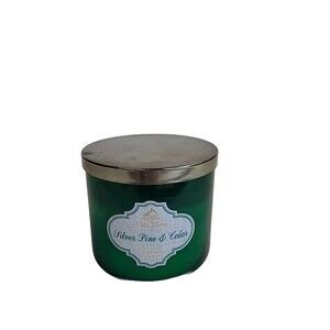 Bath Body Works White Barn‎ SILVER PINE & CEDAR 3-wick Candle, 14.5 oz Used